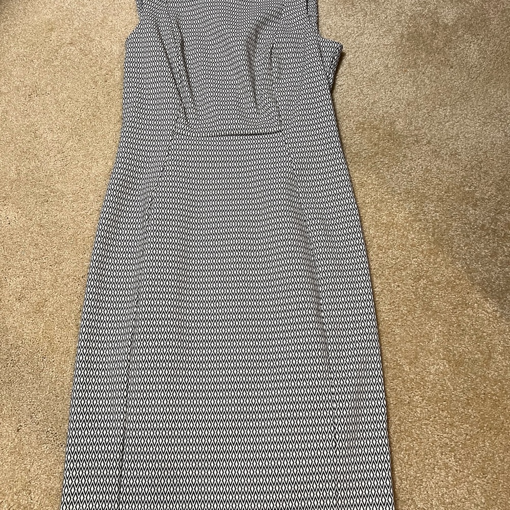 Calvin Klein Black and White Geometric Midi Dress